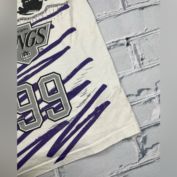 Vintage 1992 Wayne Gretzky LA Kings AOP Woodys Sports T-Shirt Men’s Sz XL (L) - Picture 10 of 11